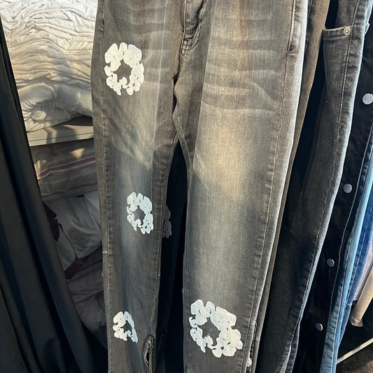 LE JEAN FLOWERS GRIS CLAIRE